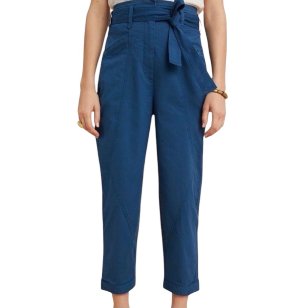 Anthropologie Ellie Belted Embroidered HR Utility Pants Dark Teal SHIP NEXT DAY